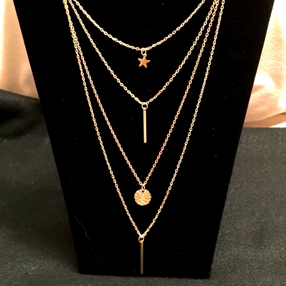 🎊Host Pick🎊Pentagram Multilayer Goldtone Necklace New